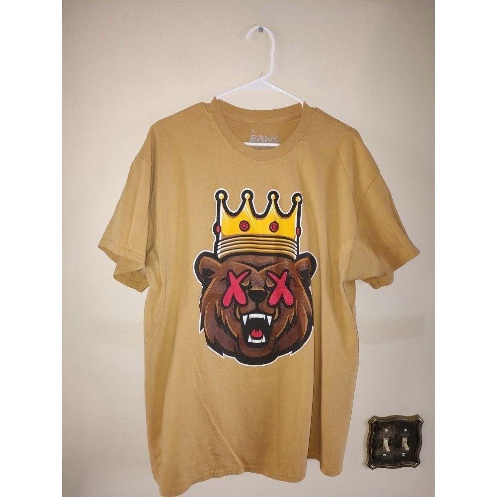 Men's Baws King Bear Graphic Light Mustard T-Shirt Size XL